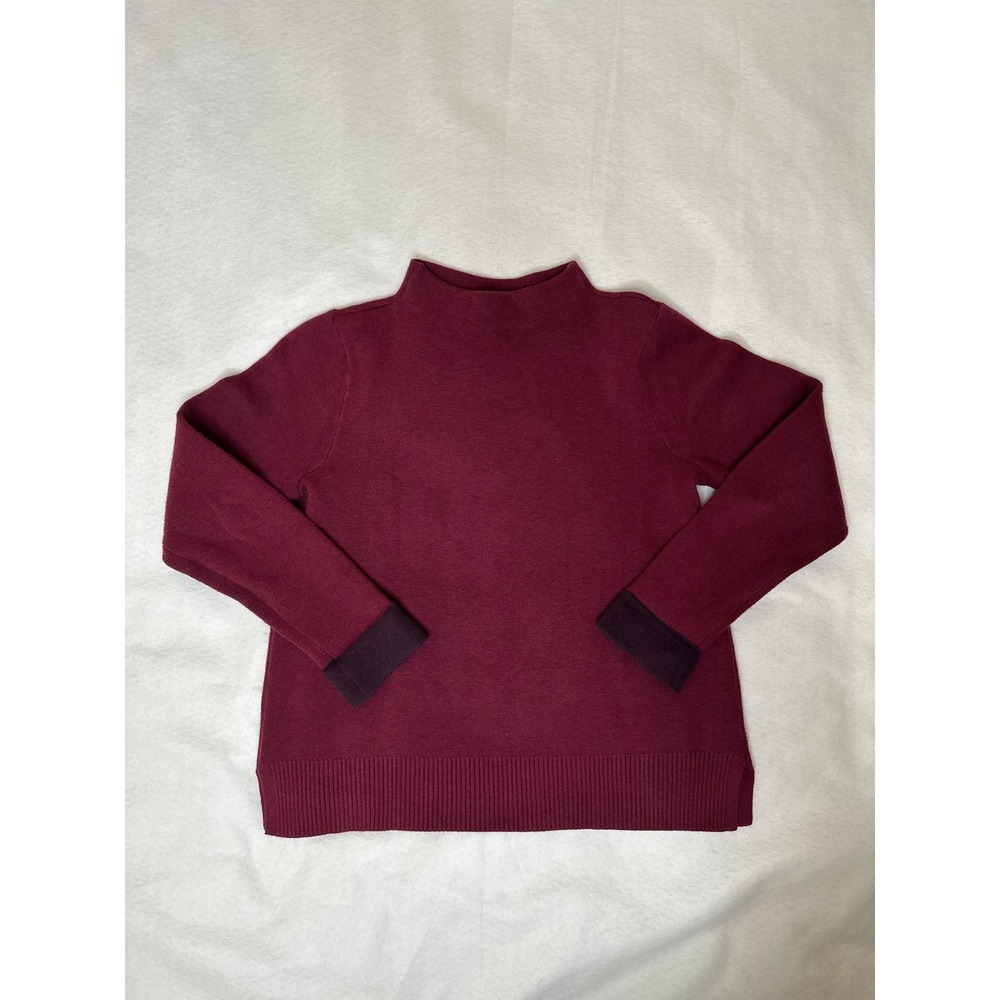 J.Jill Women's Burgundy Red Mock Neck Knit Sweater Top Size S Petite Long Sleeve - Picture 10 of 10